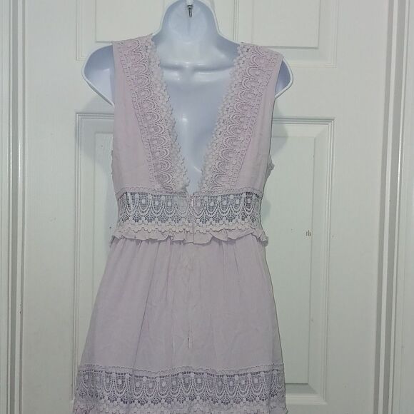 Mable Savanna Maxi Sleeveless Lace Inserts Plunging Neckline Boho Dress Sz M NWT - Picture 8 of 9